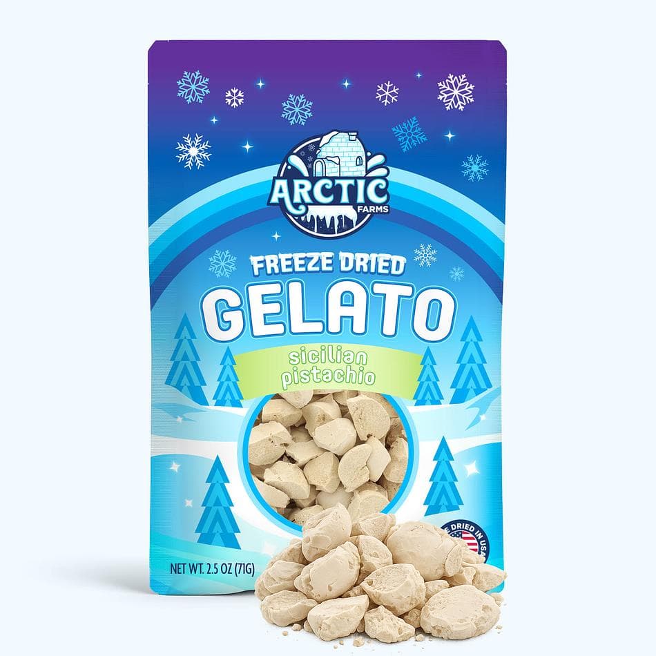 Freeze-Dried Gelato Bites, Sicilian Pistachio, Melt-in-Your-Mouth Crunch, Large Resealable Bag (2.5 oz)
