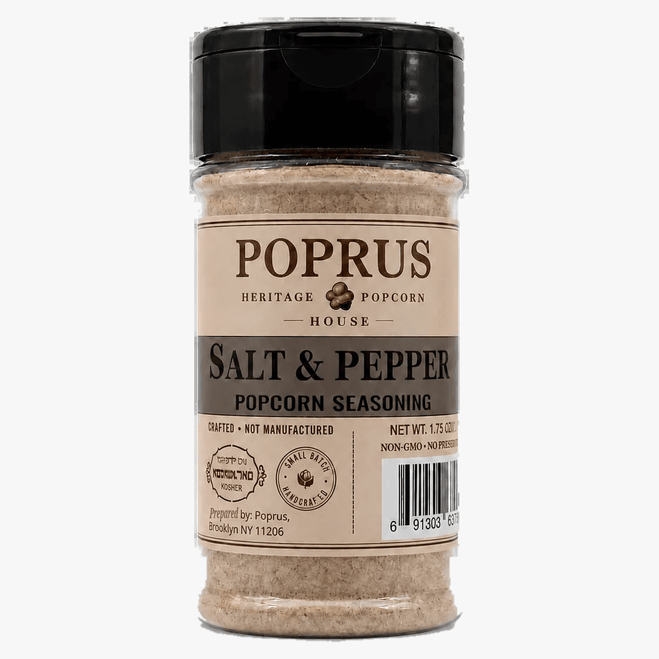 Salt-Free Popcorn Pepper Seasoning, Cracked Black & White Pepper, Balanced Heat, Shaker Bottle 1.75 oz
