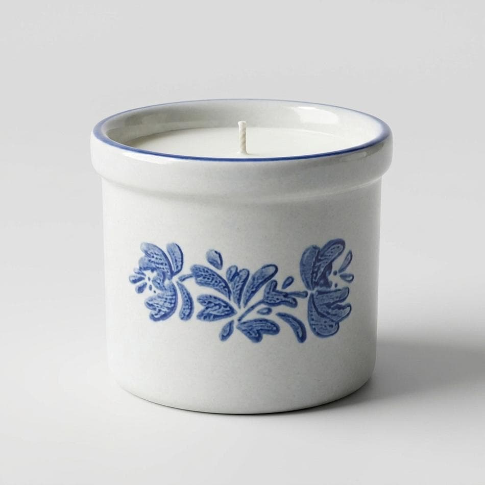 Stoneware Crock Soy Candle, Pfaltzgraff Yorktowne (1967), Blueberry Cheesecake Scent, 5.32 oz, 1-Wick