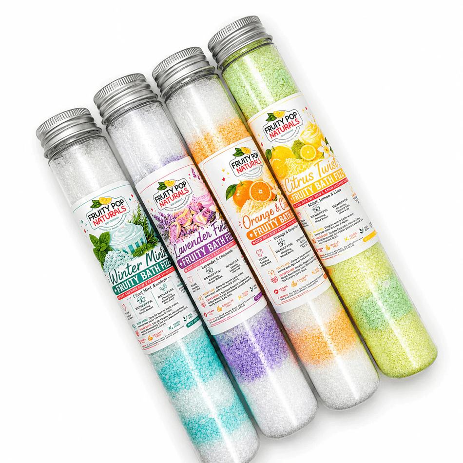 Fizzy Bath Soak, Sea Salt + Essential Oils, Dye-Free Mineral Soak with Shimmer, 115 mL Tube