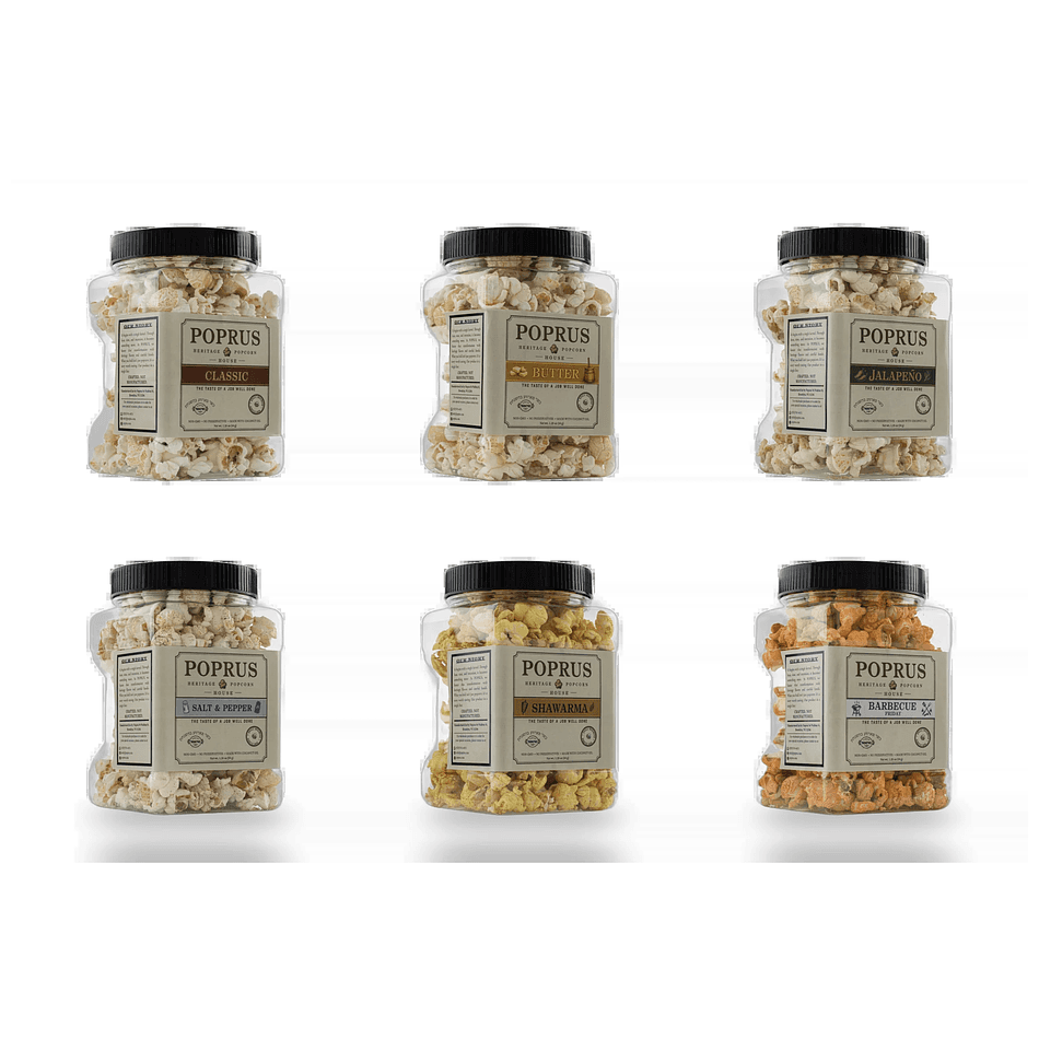 Gourmet Popcorn Variety Sampler, Coconut Oil Kettle-Popped, Bold Flavors, 6-Pack Snack Bags (6 x 1.20 oz)