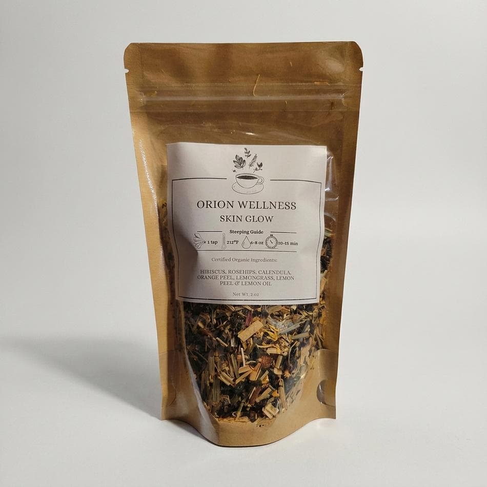 Herbal Skin Glow Tea, Hibiscus & Rosehips + Calendula, Radiant Skin Support, Loose Leaf, 2 oz