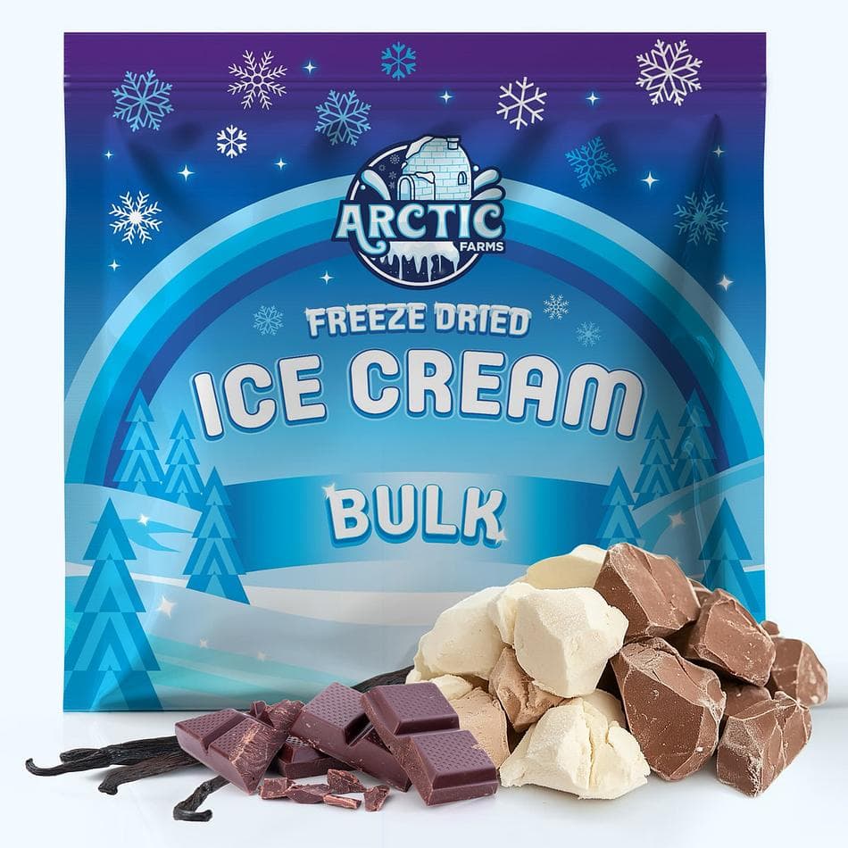Freeze-Dried Ice Cream Bites, Cream & Cocoa, Vanilla Chocolate Mix, Clean 6-Ingredient Recipe, Bulk Bag (1 lb)