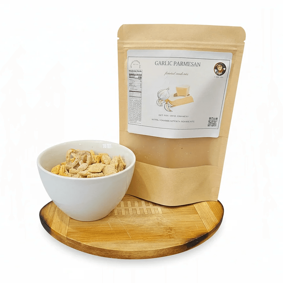 Garlic Parmesan Snack Mix, Buttery Savory Crunch, Nut-Free Pretzel Party Mix, 2.5 oz Bag