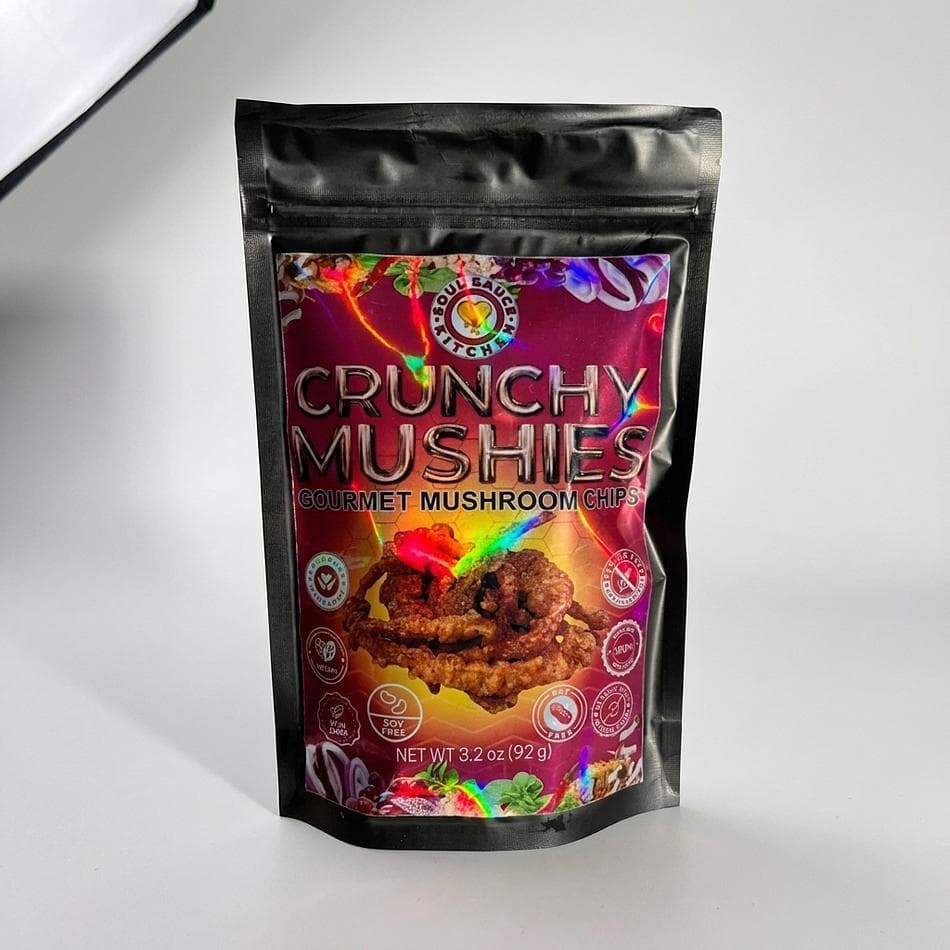 Crispy Mushroom Snack Bites, Brown Beech Mushrooms & Sea Moss, Savory Umami Crunch, 46g Bag