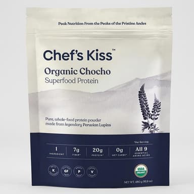 Organic Chocho (Lupin) Protein Powder, Single Ingredient, Gut-Friendly Fiber, Unflavored, 20g Protein/Serving, 1 Bag