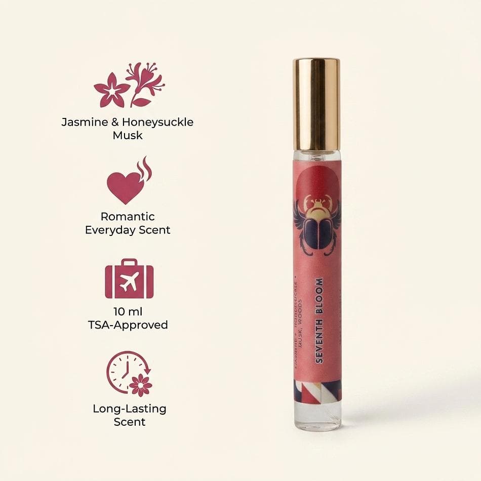 SEVENTH BLOOM Travel Eau de Parfum Spray, Jasmine & Honeysuckle Floral Musk, Romantic Everyday Scent, 10 ml TSA-Approved