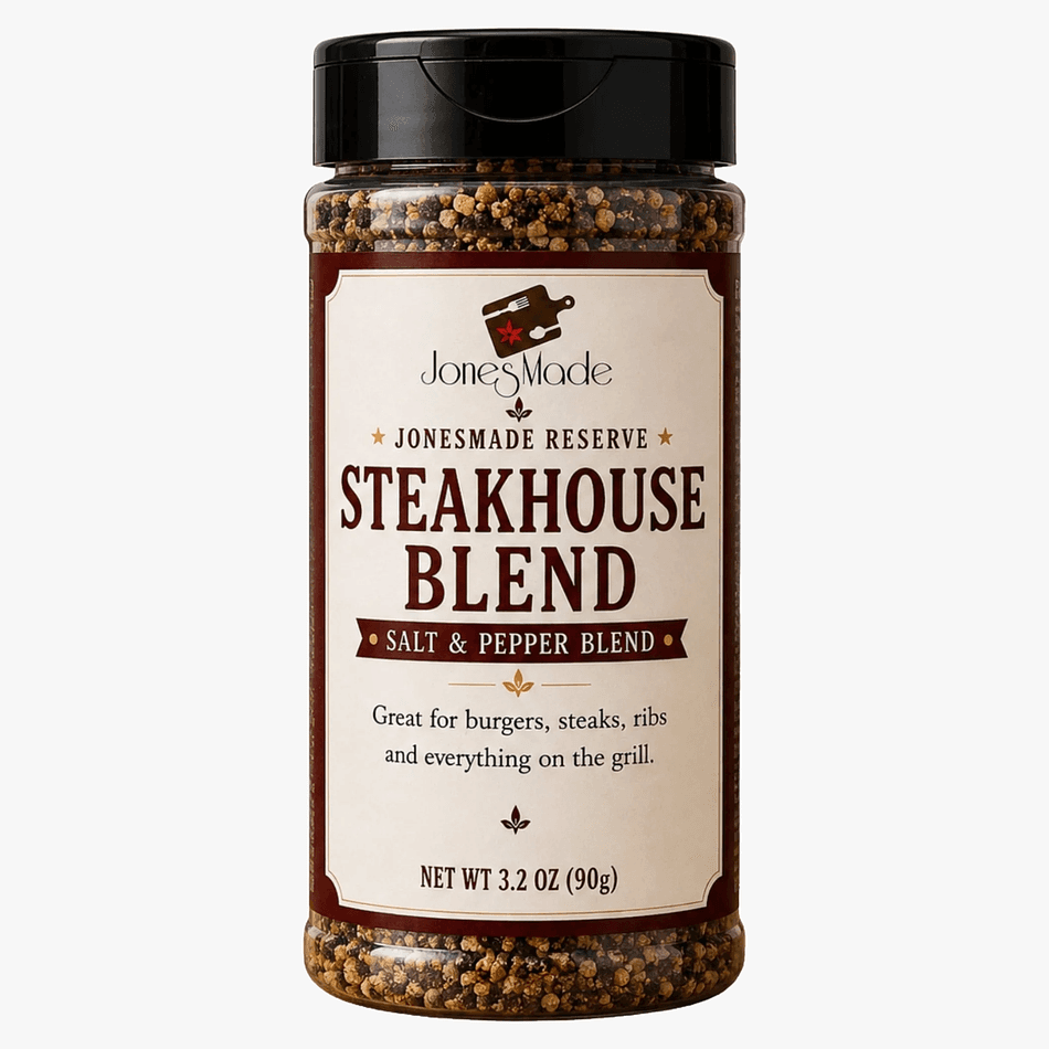 Steak Seasoning Blend, Kosher Salt, Garlic & Cracked Black Pepper, Steakhouse Crust, 3.2 oz Jar