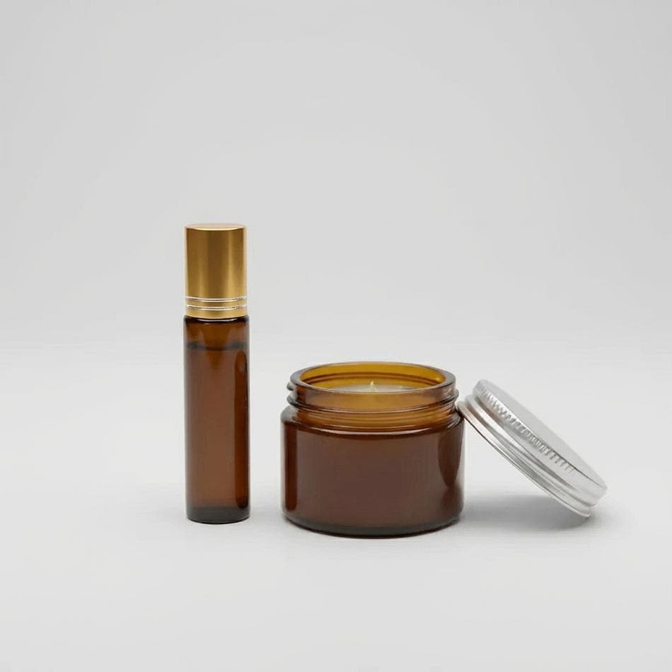 Eye Oil Roller + Chamomile & Calendula Salve Duo, Jojoba & Rosehip, Sensitive Skin Glow, 10 ml + 3.5 oz Set