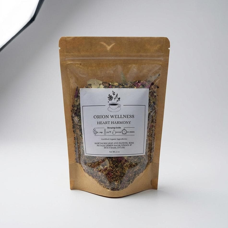 Loose Leaf Heart Support Tea, Hawthorn Leaf & Flower, Rose & Tulsi, Calm Stress Support, 2 oz Bag