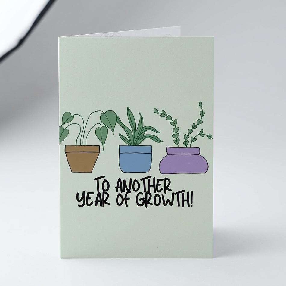 Birthday Greeting Card, 100% Recycled Paper, Blank Inside, Kraft Envelope, A2 4.25x5.5 in