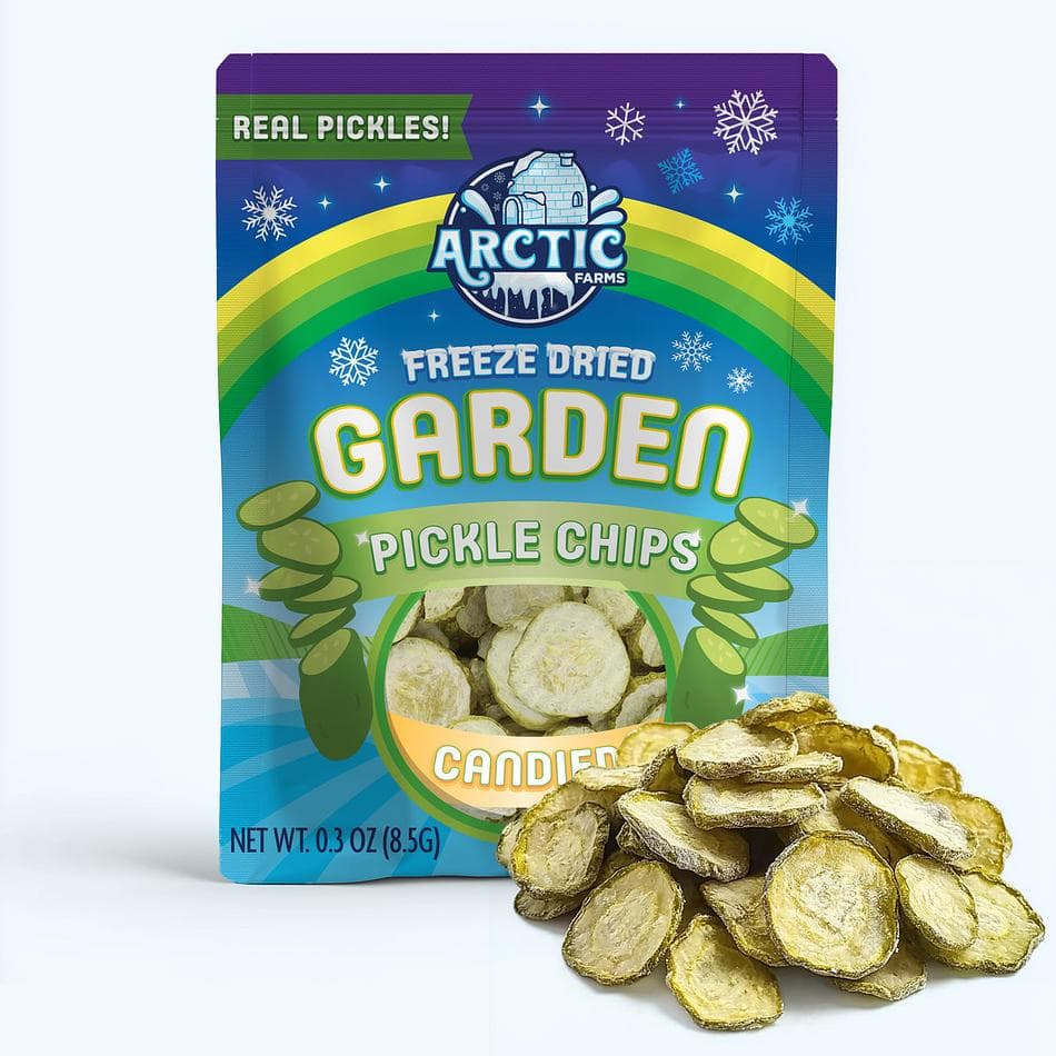 Freeze-Dried Candied Dill Pickle Chips, Sweet & Tangy Crunchy Snack, Resealable Bag (0.3 oz)