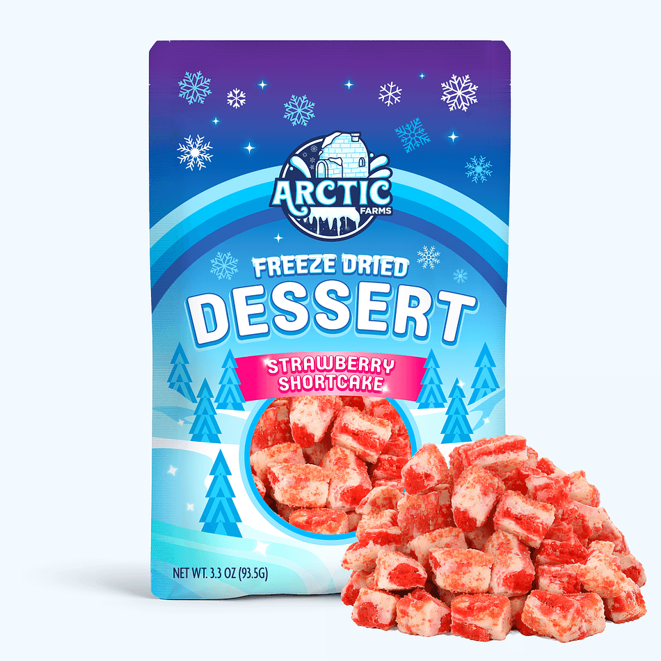 Freeze-Dried Ice Cream Bar Bites, Strawberry Shortcake, Crunchy No-Melt Dessert Snack, Large Resealable Bag (3.3 oz)