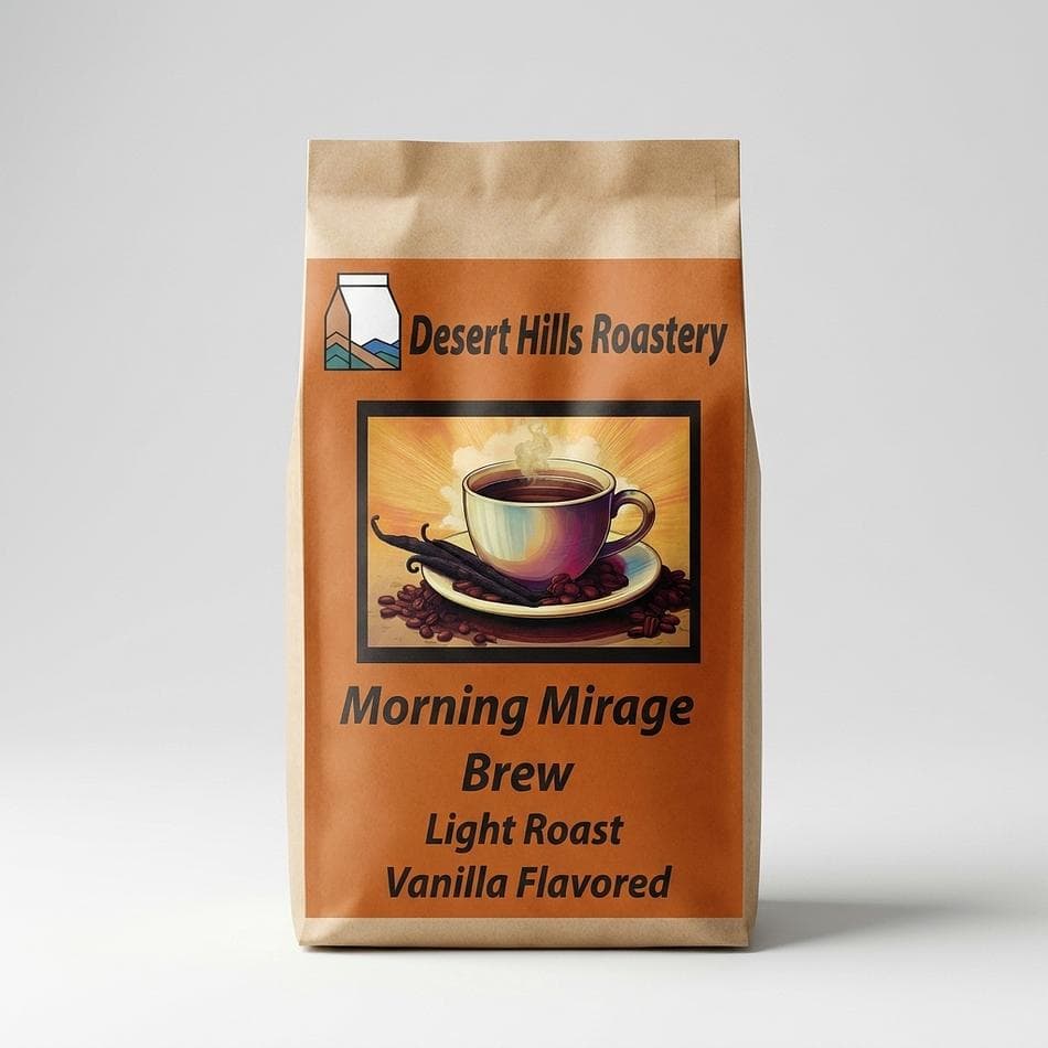 Vanilla Flavored Light Roast Coffee, Indonesian Beans, Creamy Sweet Cup, 12 oz Bag (Whole Bean or Ground)