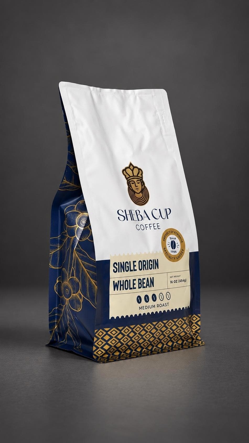 Sheba Cup Coffee Ethiopian Specialty Coffee Single Origin  Whole Bean Medium Roast 16 oz,