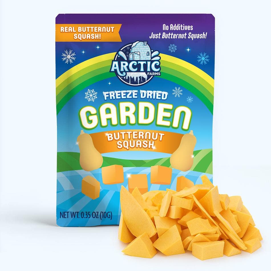 Freeze-Dried Butternut Squash Pieces, Sweet, Smooth, Naturally Comforting Veggie Crunch, Resealable Bag (0.4 oz)