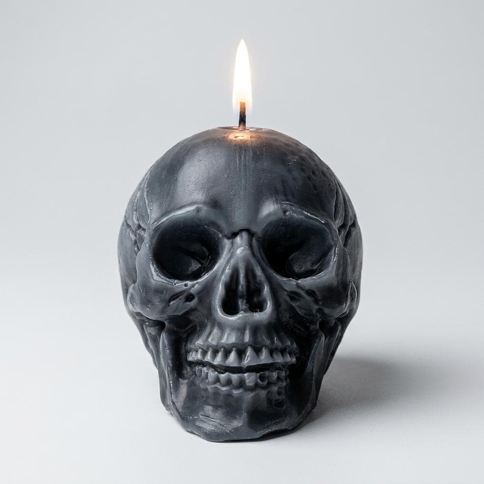 Skull Sculpture Candle, Unscented Paraffin Wax, Clean-Burning Decor, 3 x 3.75 in, 1 Candle