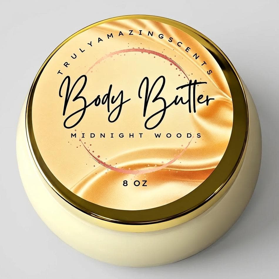 Body Butter, Shea & Kokum, Midnight Woods (Mahogany Cedar Amber), All-Day Moisture, 2 oz or 8 oz Jar