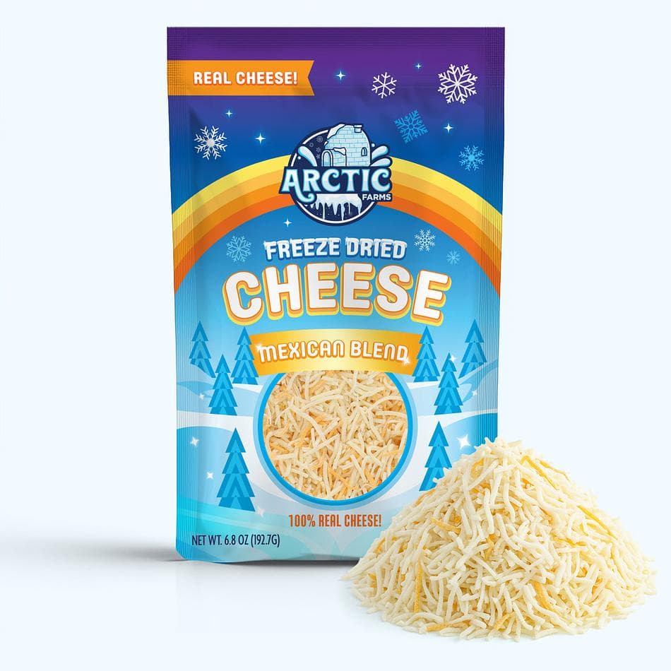 Freeze-Dried Mexican Blend Cheese, Monterey Jack, Cheddar, Queso Quesadilla & Asadero, 100% Real Cheese Snack, Large Resealable Bag (6.8 oz)