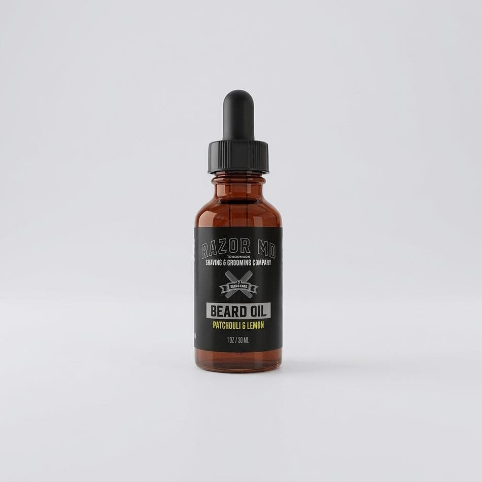 Beard Oil Serum, Argan & Jojoba + Vitamin E, Softens & Hydrates Dry Skin, Patchouli Lemon Scent, 1 oz Dropper
