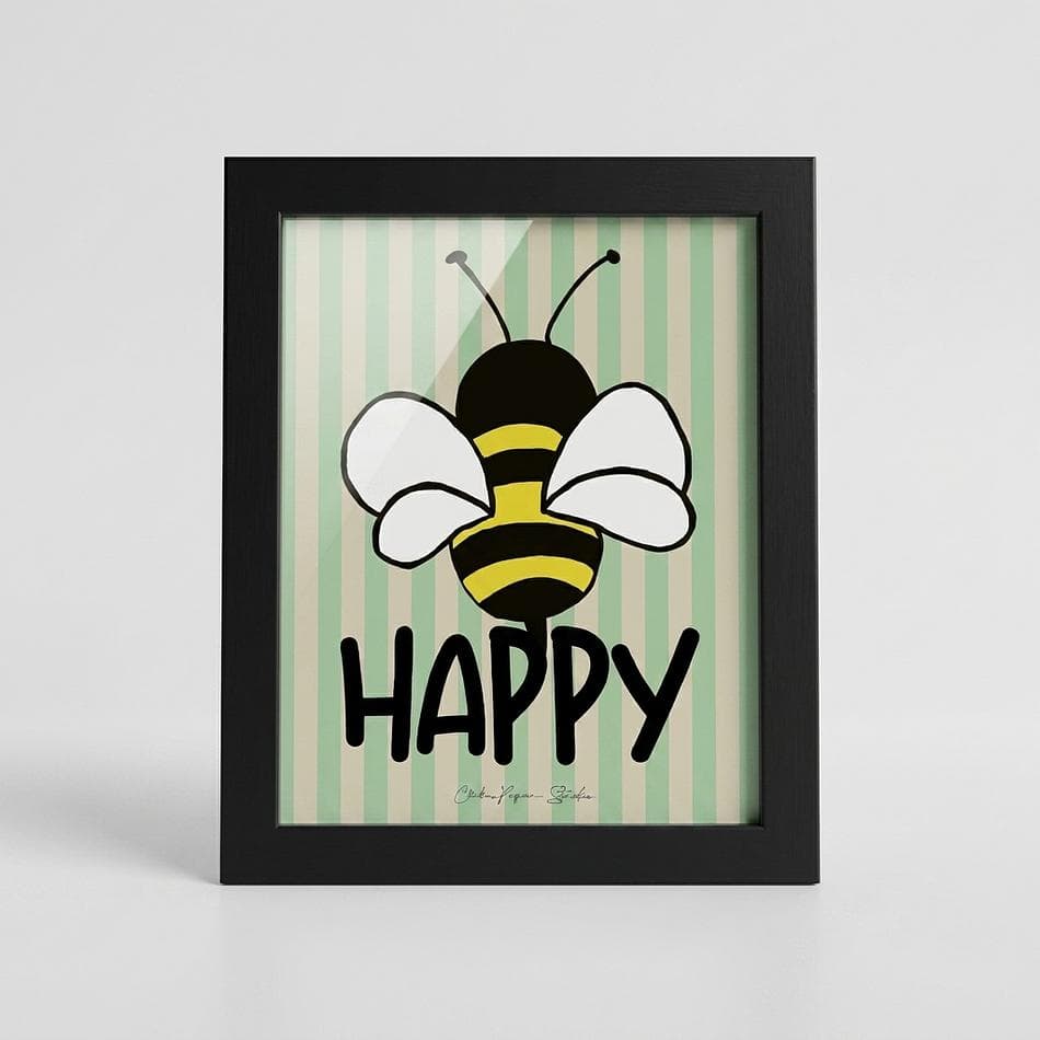 Hand-Drawn Bee Wall Art Print, Bee Illustration, Cheerful Decor, Unframed 8x10 Inch