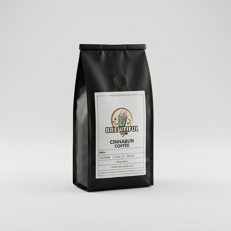 Cinnamon Roll Flavored Coffee, Medium Roast Single Origin, Natural Flavoring Oils, No Sugar, 12oz Bag