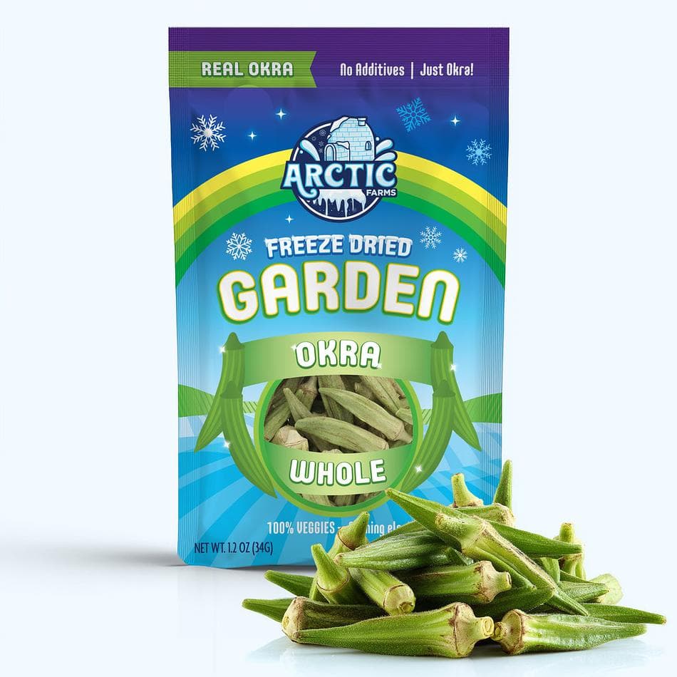 Freeze-Dried Whole Okra, Crunchy Veggie Snack, Large Resealable Bag (1.2 oz)