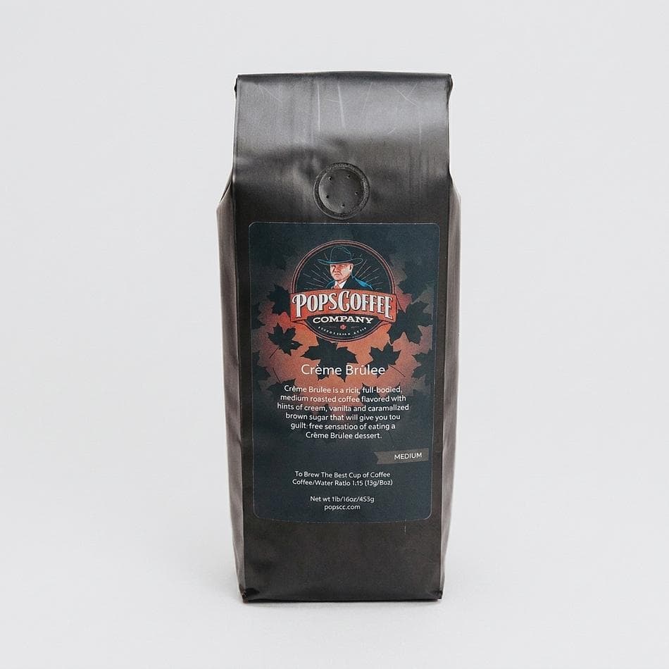 Crème Brûlée Flavored Coffee, Vanilla & Caramel Notes, Medium Roast, 1 lb Bag, Whole Bean or Ground, Regular or Decaf