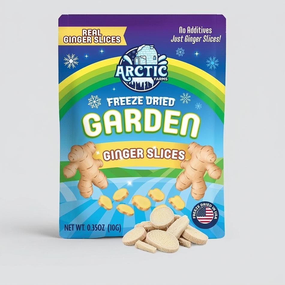 Freeze-Dried Ginger Slices, 100% Ginger Root, No Sugar Added, Spicy Crunch for Tea & Cooking, 0.35 oz / 1.1 oz / 8 oz