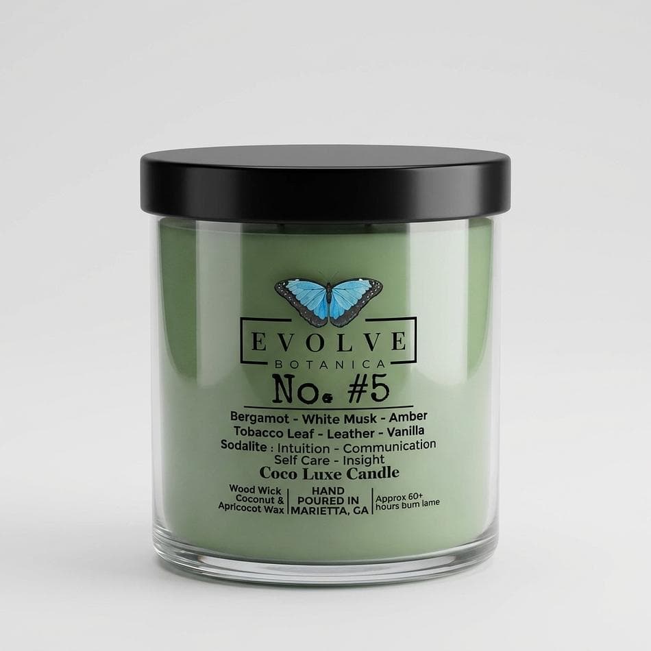 Coconut Wax Luxury Candle, Sodalite Crystal, Clean Cozy Scent, 9 oz Jar Candle