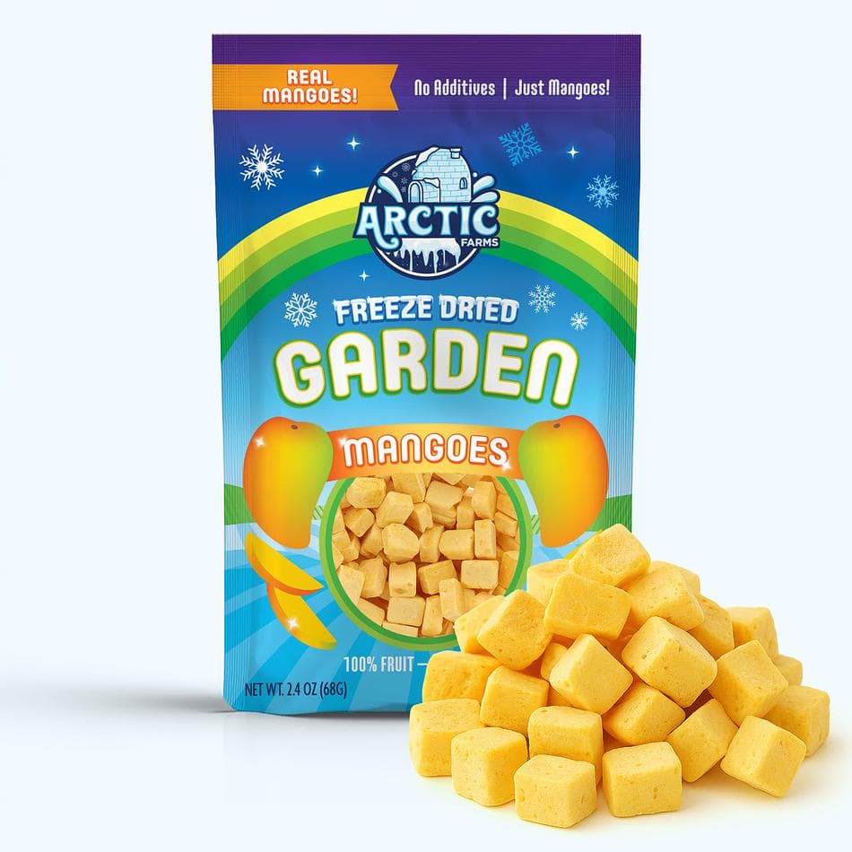 Freeze-Dried Mango Pieces, 100% Real Mango, Naturally Sweet Crunchy Snack, No Added Sugar, Large Resealable Bag (2.4 oz)