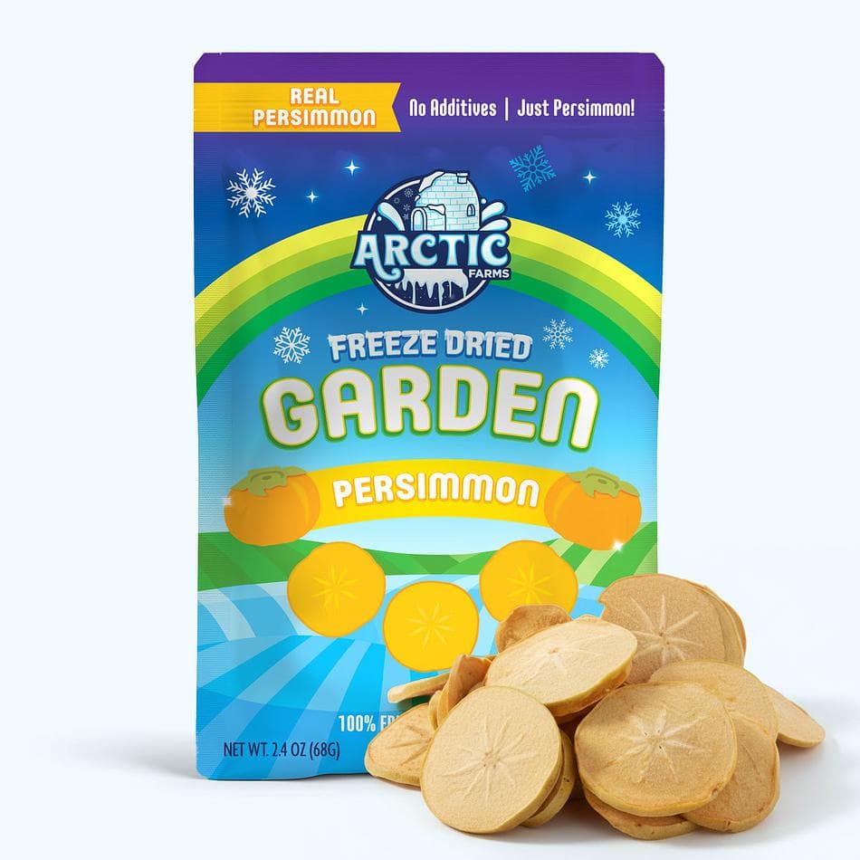 Freeze-Dried Persimmon Slices, Naturally Sweet, Golden Fruit Snack, Large Resealable Bag (2.4 oz)