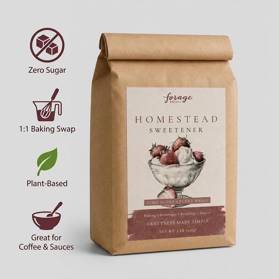 Homestead Sugar Free Sweetener Blend | ✓ Includes Organic Allulose & Organic Pure Monk Fruit | ✓ 1:1 Baking Sugar Substitute | 2 lb. Bag
