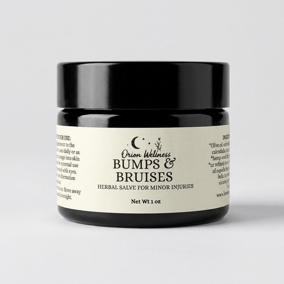 Herbal Bruise Balm, Calendula & Chamomile, Soothes Bumps & Tender Skin, Tallow + Beeswax Salve, All Ages 6mo+