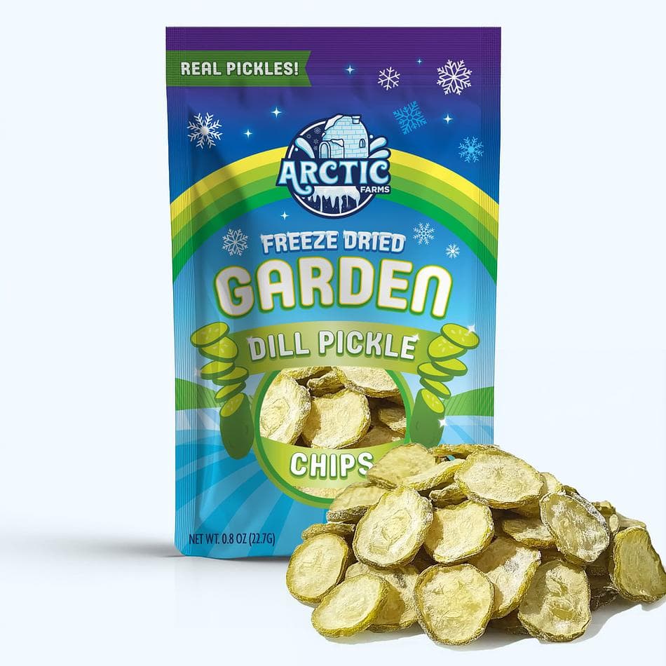 Freeze-Dried Dill Pickle Chips, Less Salty, Tangy Crunchy Pickle Snack, Large Resealable Bag (0.8 oz)