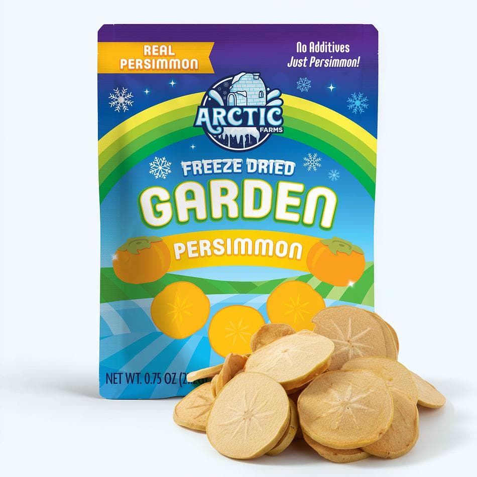 Freeze-Dried Persimmon Slices, Naturally Sweet, Golden Fruit Snack, Pack of 3 Resealable Bags (0.75 oz each)
