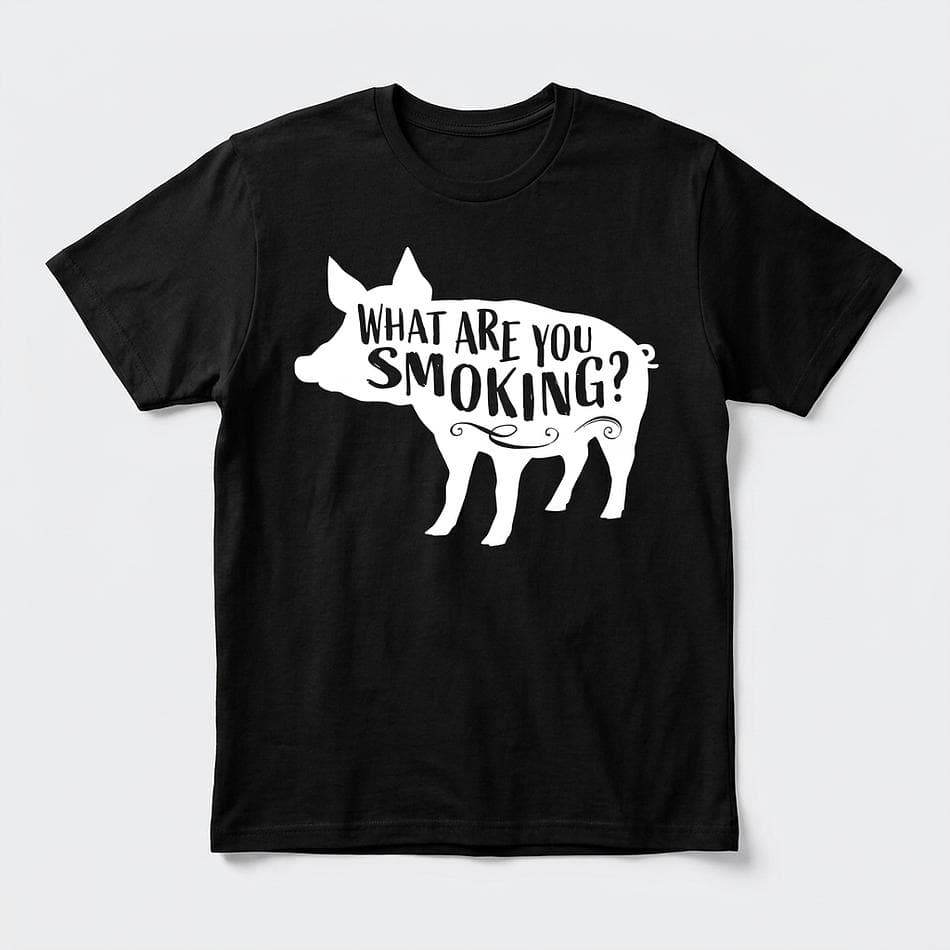 Funny BBQ Smoker T-Shirt, Pig Graphic, “What Are You Smoking?” Barbecue Joke Tee, Unisex, S–3XL