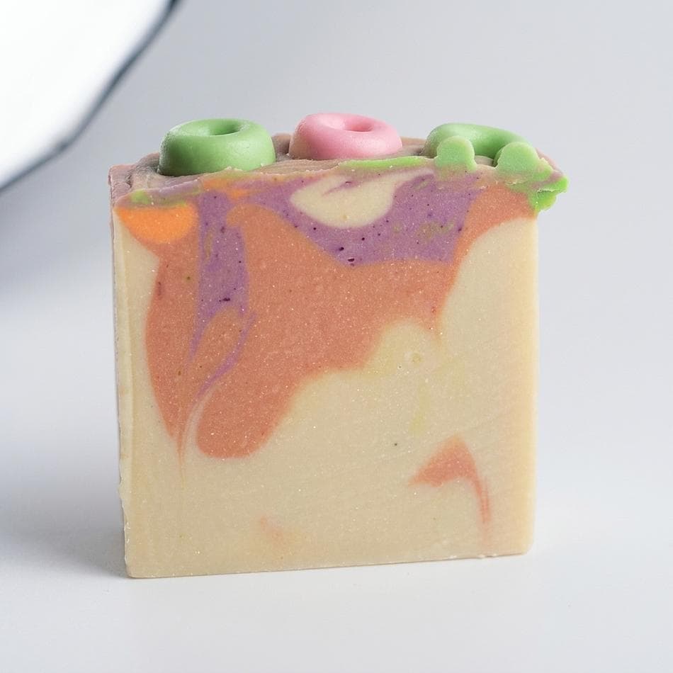 Cold Process Artisan Bar Soap, Coconut Milk & Aloe Vera, Fruity Cereal Citrus Vanilla Scent, Palm-Free, 1 Bar