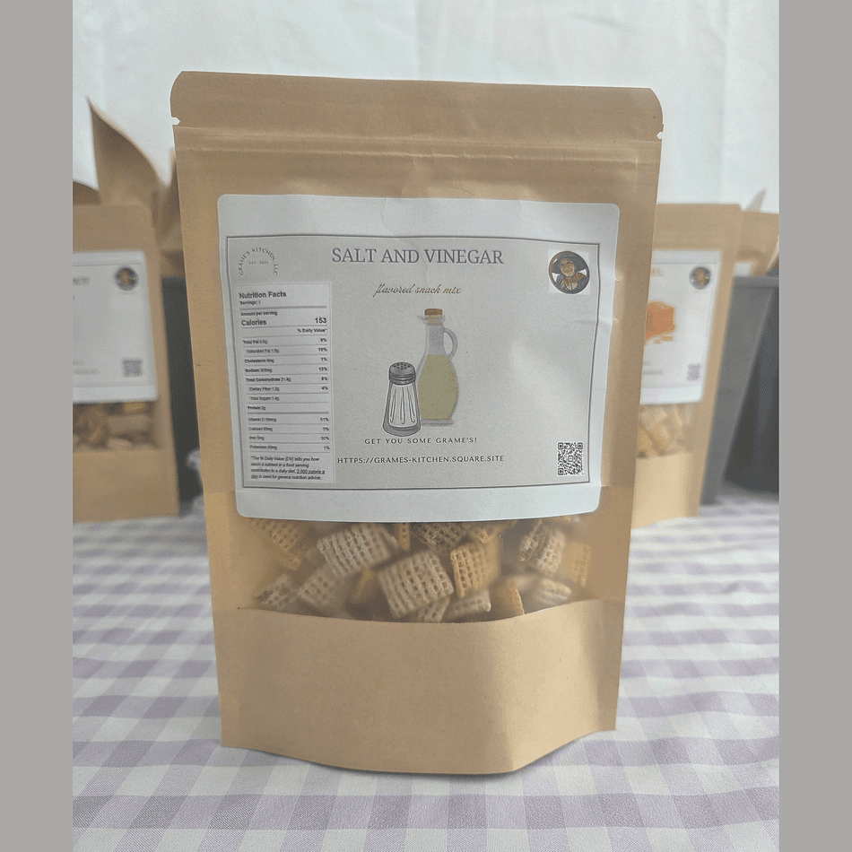 Salt & Vinegar Gourmet Snack Mix, Tangy Savory Crunch, Nut-Free Option, 2.5 oz Bag