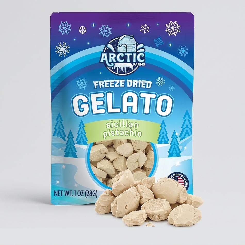 Freeze-Dried Gelato Bites, Sicilian Pistachio, Melt-in-Your-Mouth Crunch, Resealable Bag, 1 oz