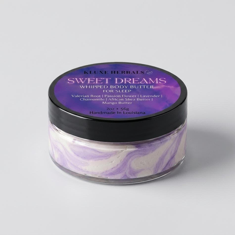 Whipped Body Butter, Lavender & Chamomile Herbal Blend, Nighttime Relaxation, Non-Greasy Moisturizer, Travel Jar 2 oz