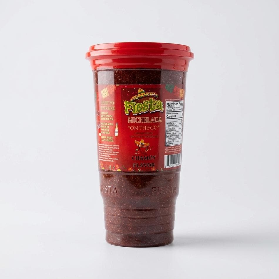 Single-Serve Michelada Cup, Chamoy Flavor, Spicy Rim, Just Add Beer & Ice, On-The-Go Ready Drink Mixer, 1 Cup