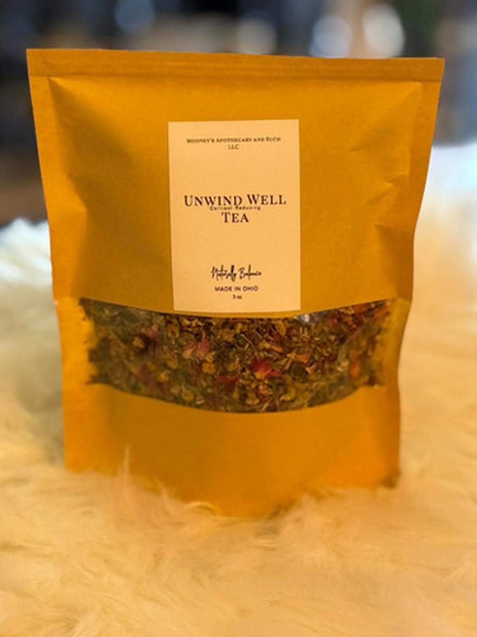 Herbal Calming Tea Blend, Lavender + Chamomile + Lemon Balm, Stress & Unwind Support, Loose Leaf, 3 oz Bag