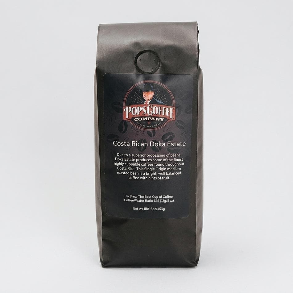 Costa Rica Single Origin Coffee Beans, Doka Estate, Medium Roast, Bright & Balanced, 1 lb Bag (Whole Bean/Ground)