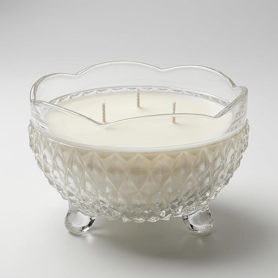 Vintage Pressed Glass 3-Wick Soy Candle, Vanilla Birch (White Birch, Vanilla, Sandalwood), 9.61 oz, 5in Bowl