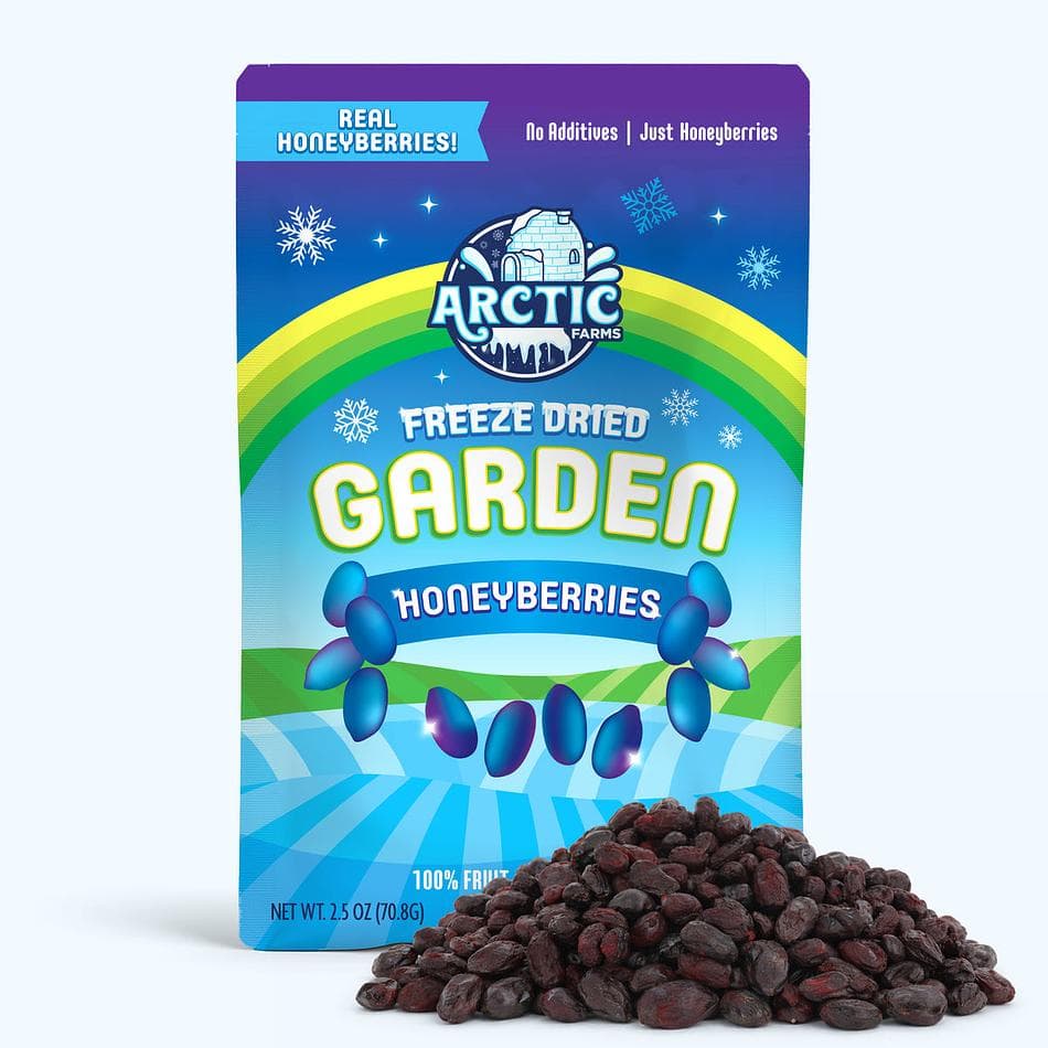 Freeze-Dried Organic Honeyberries, Tart-Sweet Superfruit Snack, Grown in North America, Large Resealable Bag (2.5 oz)
