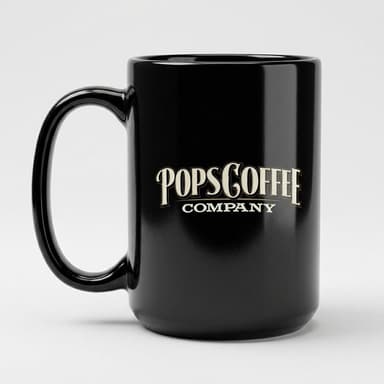 Black Ceramic Coffee Mug, Glossy Finish, Dishwasher & Microwave Safe, 15 oz (0.44L), C-Handle
