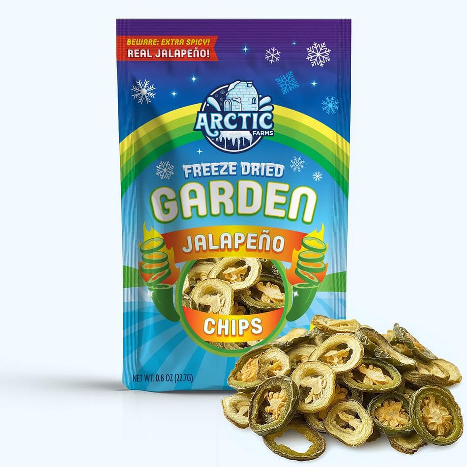Freeze-Dried Jalapeno Chips, Extra Spicy, Crunchy Snack & Topping, Large Resealable Bag (0.8 oz)