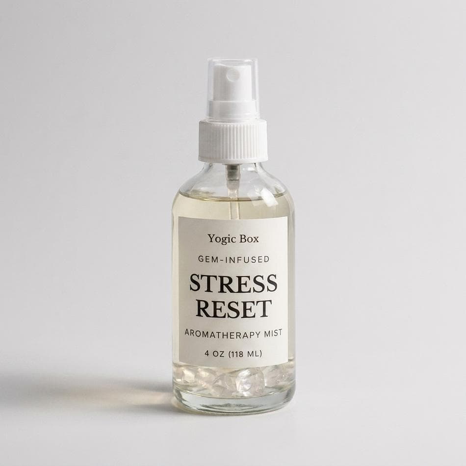 Aromatherapy Room & Shower Mist, Cedarwood Rose & Palo Santo, Stress Reset & Boundaries, Clear Quartz Infused, 4 oz Spray