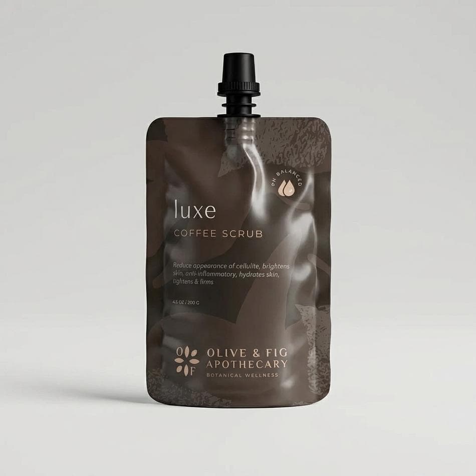 Foaming Coffee Body Scrub Olive & Fig Luxe, Arabica Coffee + Sugar Exfoliator, Smooth Glowing Skin, 4.5 oz